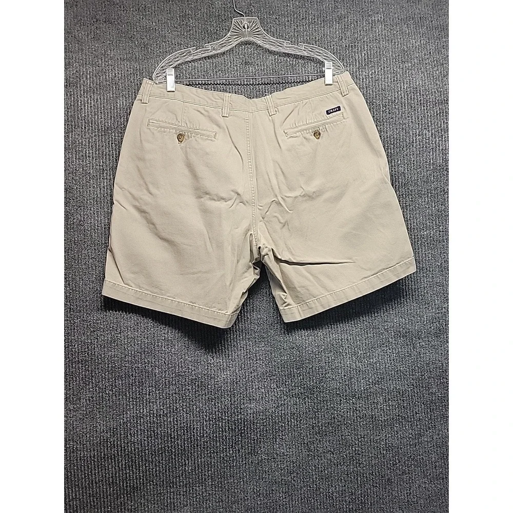 Chaps Mens Khaki Chino Shorts Size 40 Tan Cotton Flat Front Casual 9 Inch Inseam